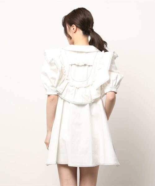 PAIN（ペイン）の「フリルデニムワンピース（ワンピース・レディース・ホワイト/ブラック/インディゴブルー・FREE）」の4枚目の写真