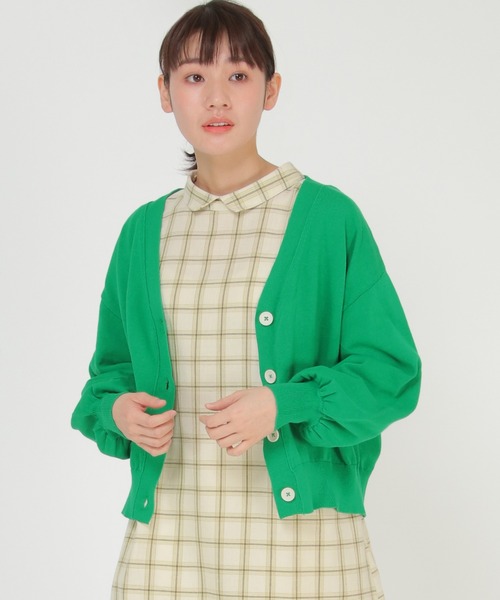 LBC（エルビーシー）の「コットンレーヨンショートカーディガン（カーディガン/ボレロ・レディース・ホワイト/チャコールグレー/グリーン・M）」の8枚目の写真