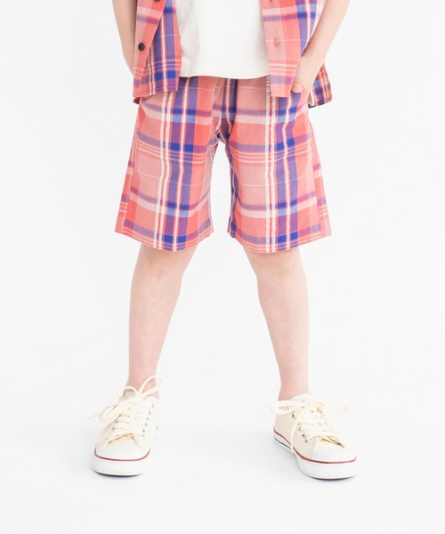 BRANSHES(ブランシェス)の「【ペア】爽やか素材チェックハーフパンツ(その他パンツ・キッズ・レッド/アイボリー・110/100/120/130/90/150/140)」の21枚目の写真