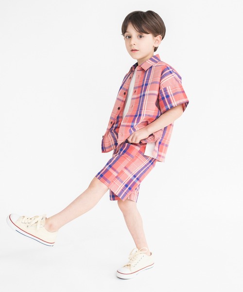 BRANSHES(ブランシェス)の「【ペア】爽やか素材チェックハーフパンツ(その他パンツ・キッズ・レッド/アイボリー・110/100/120/130/90/150/140)」の17枚目の写真