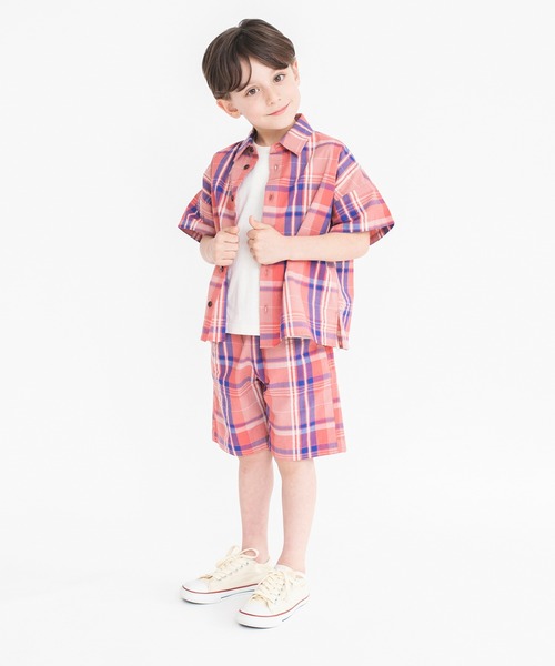 BRANSHES(ブランシェス)の「【ペア】爽やか素材チェックハーフパンツ(その他パンツ・キッズ・レッド/アイボリー・110/100/120/130/90/150/140)」の16枚目の写真