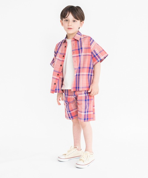 BRANSHES(ブランシェス)の「【ペア】爽やか素材チェックハーフパンツ(その他パンツ・キッズ・レッド/アイボリー・110/100/120/130/90/150/140)」の18枚目の写真