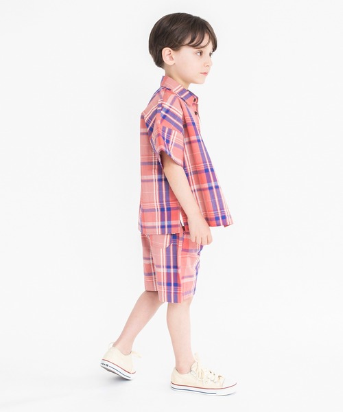 BRANSHES(ブランシェス)の「【ペア】爽やか素材チェックハーフパンツ(その他パンツ・キッズ・レッド/アイボリー・110/100/120/130/90/150/140)」の20枚目の写真