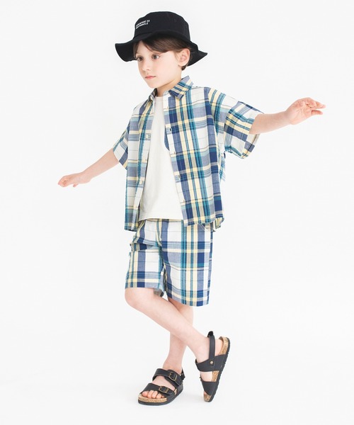 BRANSHES(ブランシェス)の「【ペア】爽やか素材チェックハーフパンツ(その他パンツ・キッズ・レッド/アイボリー・110/100/120/130/90/150/140)」の8枚目の写真