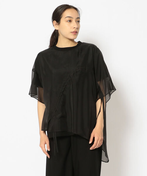 AULA AILA（アウラアイラ）の「AULA AILA/アウラアイラ/別注ドロストリング レイヤードTシャツ（Tシャツ/カットソー・レディース・ホワイト/ブラック・FREE）」の2枚目の写真