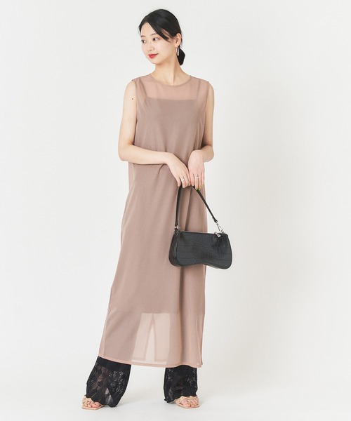 U by SPICK&SPAN(ユーバイスピックアンドスパン)の「シアーノースリーブドレス◆(ワンピース・レディース・ブラック/ピンク・FREE)」の22枚目の写真
