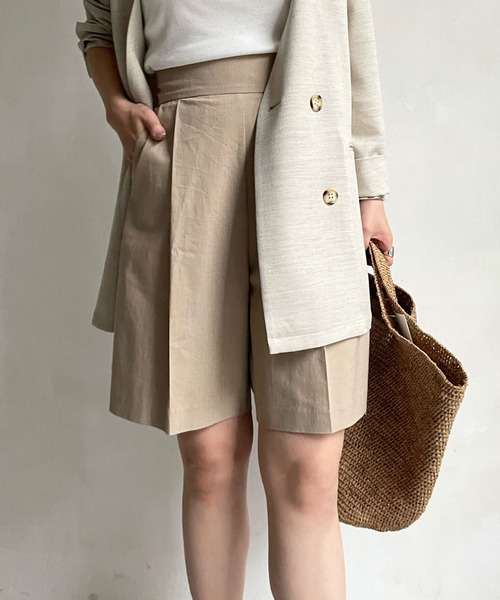 DouDou（ドゥドゥ）の「麻混センプレショートパンツ（その他パンツ・レディース・ブラック/ベージュ・FREE）」の9枚目の写真