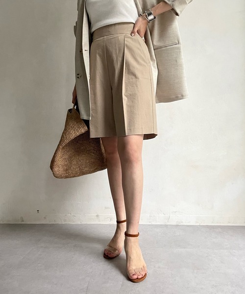 DouDou（ドゥドゥ）の「麻混センプレショートパンツ（その他パンツ・レディース・ブラック/ベージュ・FREE）」の6枚目の写真