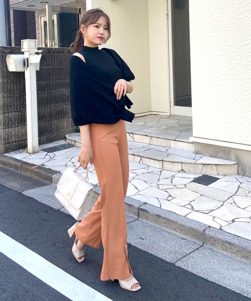 ROYAL PARTY（ロイヤルパーティー）の「ヘムスリットパンツ（その他パンツ・レディース・ブラック/ベージュ/オレンジ・FREE）」の3枚目の写真