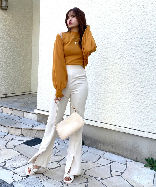 ROYAL PARTY（ロイヤルパーティー）の「ヘムスリットパンツ（その他パンツ・レディース・ブラック/ベージュ/オレンジ・FREE）」の22枚目の写真