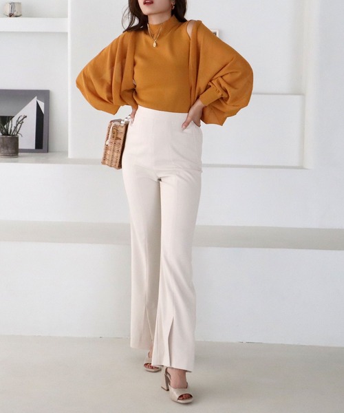 ROYAL PARTY（ロイヤルパーティー）の「ヘムスリットパンツ（その他パンツ・レディース・ブラック/ベージュ/オレンジ・FREE）」の5枚目の写真