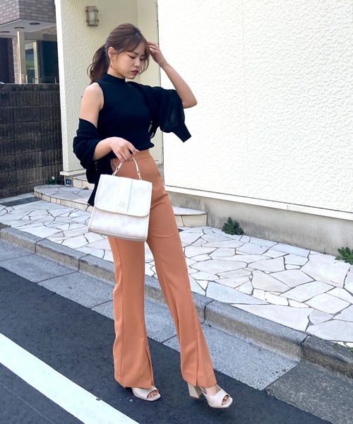 ROYAL PARTY（ロイヤルパーティー）の「ヘムスリットパンツ（その他パンツ・レディース・ブラック/ベージュ/オレンジ・FREE）」の7枚目の写真