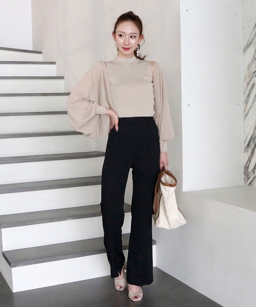 ROYAL PARTY（ロイヤルパーティー）の「ヘムスリットパンツ（その他パンツ・レディース・ブラック/ベージュ/オレンジ・FREE）」の4枚目の写真