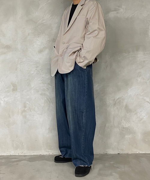 kutir（クティール）の「ルーズテーラードジャケット(セットアップ着用可！)（テーラードジャケット・メンズ・ネイビー/グレイッシュベージュ・MEDIUM/LARGE）」の22枚目の写真