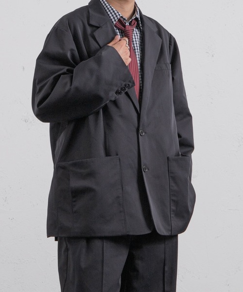 kutir（クティール）の「ルーズテーラードジャケット(セットアップ着用可！)（テーラードジャケット・メンズ・ネイビー/グレイッシュベージュ・MEDIUM/LARGE）」の11枚目の写真