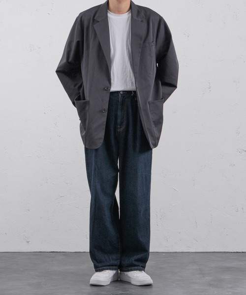 kutir（クティール）の「ルーズテーラードジャケット(セットアップ着用可！)（テーラードジャケット・メンズ・ネイビー/グレイッシュベージュ・MEDIUM/LARGE）」の5枚目の写真