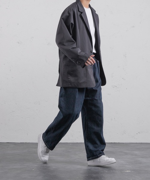 kutir（クティール）の「ルーズテーラードジャケット(セットアップ着用可！)（テーラードジャケット・メンズ・ネイビー/グレイッシュベージュ・MEDIUM/LARGE）」の6枚目の写真