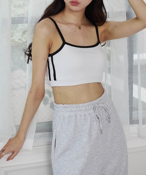 WEGO（ウィゴー）の「WEGO/カップインサイドラインキャミソール（キャミソール・レディース・ホワイト/ブラック・FREE）」の2枚目の写真