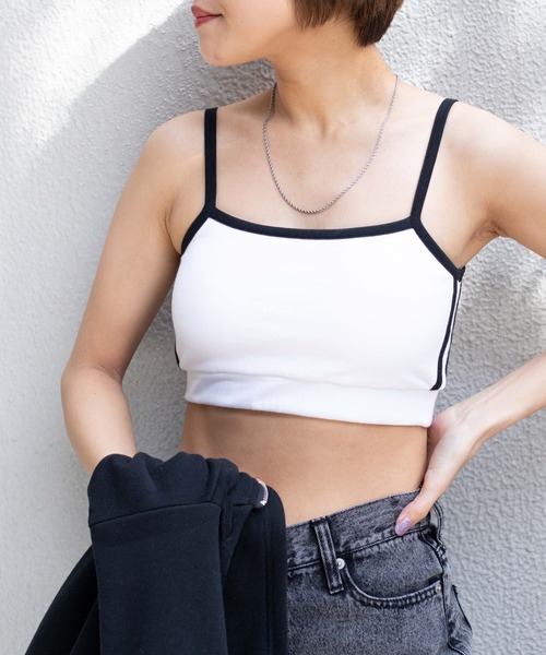 WEGO（ウィゴー）の「WEGO/カップインサイドラインキャミソール（キャミソール・レディース・ホワイト/ブラック・FREE）」の11枚目の写真