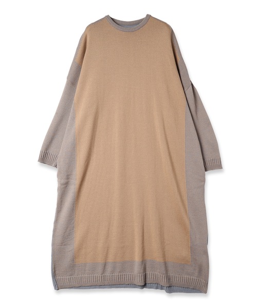 Dulcamara(ドゥルカマラ)の「MixニットロングOP(ワンピース・レディース・ライトベージュ/キャメル/ネイビー・FREE)」の1枚目の写真