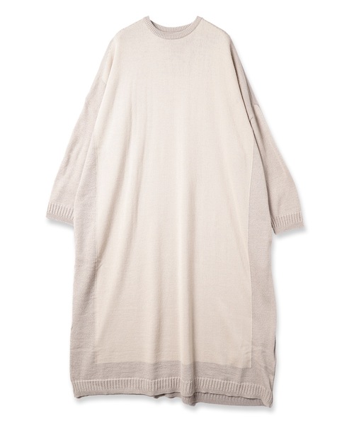 Dulcamara(ドゥルカマラ)の「MixニットロングOP(ワンピース・レディース・ライトベージュ/キャメル/ネイビー・FREE)」の2枚目の写真