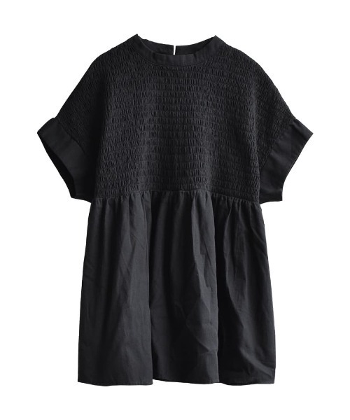 zootie（ズーティー）の「シャーリングギャザー フレアブラウス（シャツ/ブラウス・レディース・ブラック/ブラック×ホワイト・M）」の3枚目の写真