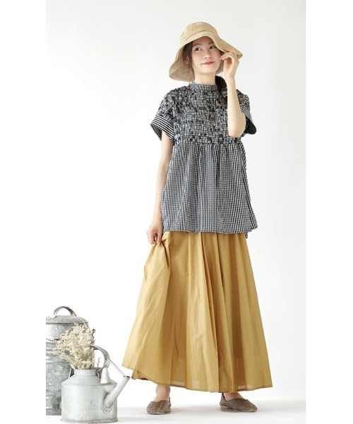 zootie（ズーティー）の「シャーリングギャザー フレアブラウス（シャツ/ブラウス・レディース・ブラック/ブラック×ホワイト・M）」の6枚目の写真