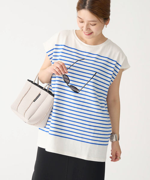 JOURNAL STANDARD(ジャーナルスタンダード)の「パネルボーダーフレンチプルオーバー(Tシャツ/カットソー・レディース・ブラック/ネイビー/ピンク/ブルー系その他・FREE)」の3枚目の写真