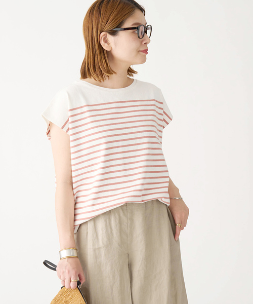 JOURNAL STANDARD(ジャーナルスタンダード)の「パネルボーダーフレンチプルオーバー(Tシャツ/カットソー・レディース・ブラック/ネイビー/ピンク/ブルー系その他・FREE)」の4枚目の写真