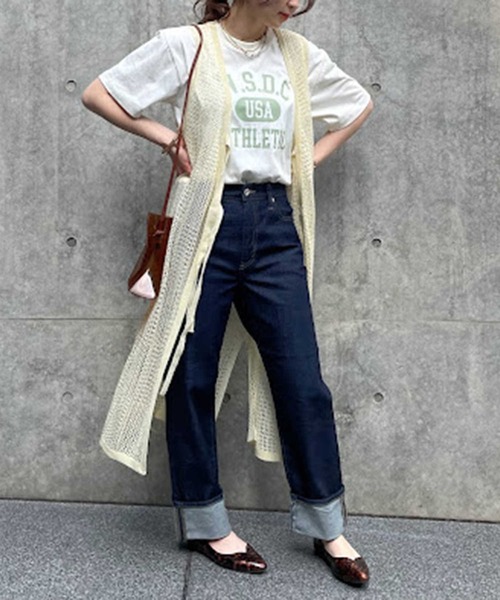 HONEYSUCKLE ROSE（ハニーサックルローズ）の「【HONEYSUCKLE ROSE】透かし編みロングジレ（その他トップス・レディース・オフホワイト/ブラック・M/L）」の15枚目の写真