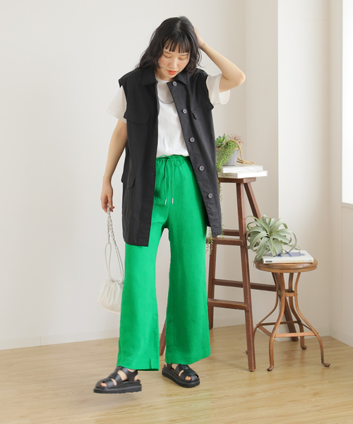 B.C STOCK（ベーセーストック）の「L/Rクレープイージーパンツ（その他パンツ・レディース・ブラック/グリーン/アイボリー・FREE）」の13枚目の写真