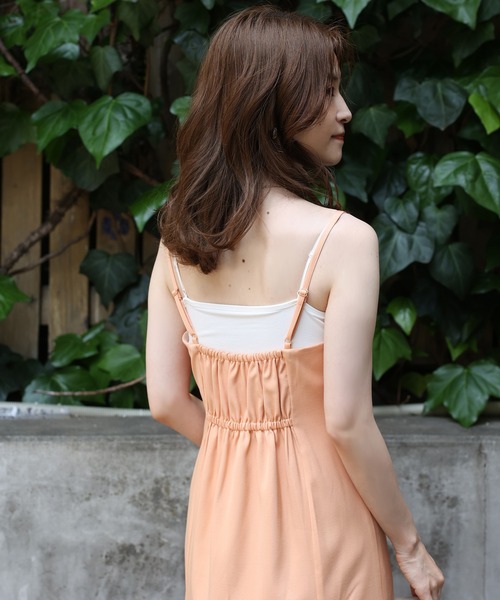 one after another NICE CLAUP（ワンアフターアナザーナイスクラップ）の「Sサイズあり　スリットキャミワンピース（ワンピース・レディース・コーラル/チェック/ブラウン/ブラック/アイボリー・SMALL/MEDIUM）」の16枚目の写真