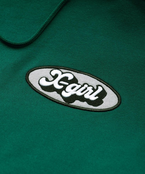 X-girl（エックスガール）の「OVAL LOGO PATCH SWEAT HOODIE（パーカー・レディース・ブラック/ダークグリーン/バーガンディー・S/M/L/XL）」の16枚目の写真