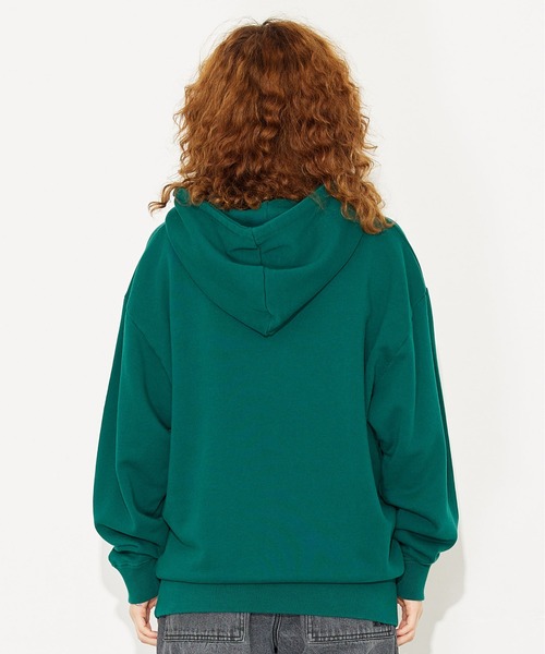 X-girl（エックスガール）の「OVAL LOGO PATCH SWEAT HOODIE（パーカー・レディース・ブラック/ダークグリーン/バーガンディー・S/M/L/XL）」の8枚目の写真