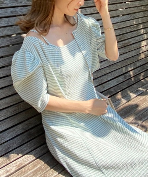 one after another NICE CLAUP(ワンアフターアナザーナイスクラップ)の「マルチウェイセットワンピース(ワンピース・レディース・ブラック/ブラック系その他/グリーン系その他/ライム・FREE)」の4枚目の写真