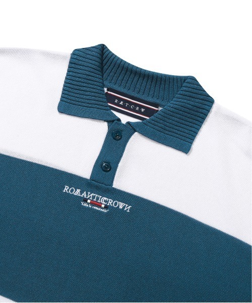 【ROMANTIC CROWN】STRIPE KNIT POLO / ロマンティッククラウン ストライプ ボーダー ニット ポロシャツ