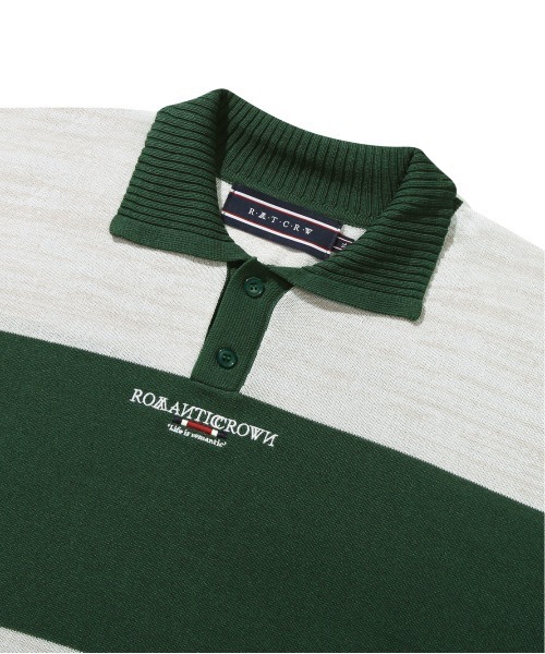 【ROMANTIC CROWN】STRIPE KNIT POLO / ロマンティッククラウン ストライプ ボーダー ニット ポロシャツ