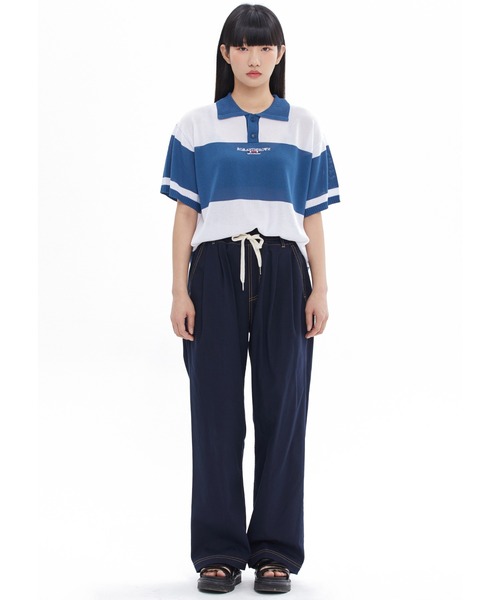 【ROMANTIC CROWN】STRIPE KNIT POLO / ロマンティッククラウン ストライプ ボーダー ニット ポロシャツ