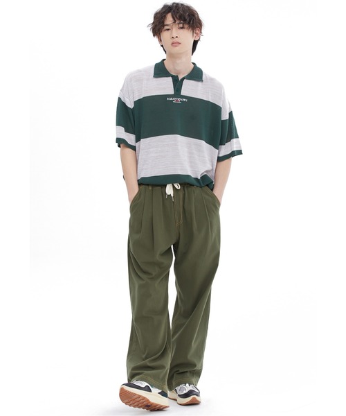 【ROMANTIC CROWN】STRIPE KNIT POLO / ロマンティッククラウン ストライプ ボーダー ニット ポロシャツ