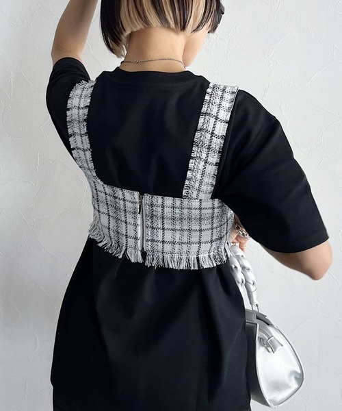 PAGEBOY（ページボーイ）の「CORE / ツイードサマービスチェ（その他トップス・レディース・オフホワイト/ブラック・FREE）」の4枚目の写真