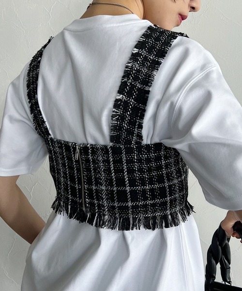 PAGEBOY（ページボーイ）の「CORE / ツイードサマービスチェ（その他トップス・レディース・オフホワイト/ブラック・FREE）」の7枚目の写真