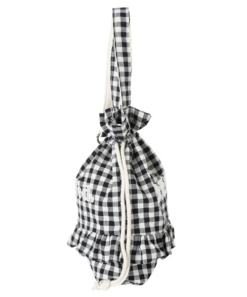 MILKFED.(ミルクフェド)の「COOPER FRILL DRAWSTRING BAG MINI/ギンガムチェック フリル ミニ トートバッグ/巾着(トートバッグ・レディース・ブラック/ベージュ/レッド・ONE SIZE)」の4枚目の写真