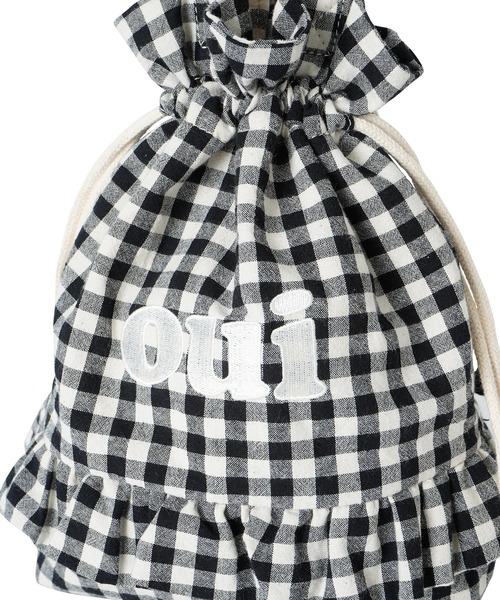 MILKFED.(ミルクフェド)の「COOPER FRILL DRAWSTRING BAG MINI/ギンガムチェック フリル ミニ トートバッグ/巾着(トートバッグ・レディース・ブラック/ベージュ/レッド・ONE SIZE)」の9枚目の写真