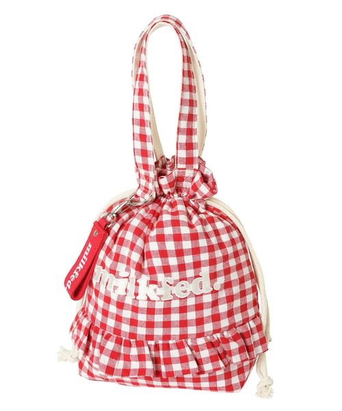 MILKFED.(ミルクフェド)の「COOPER FRILL DRAWSTRING BAG MINI/ギンガムチェック フリル ミニ トートバッグ/巾着(トートバッグ・レディース・ブラック/ベージュ/レッド・ONE SIZE)」の16枚目の写真