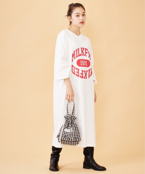 MILKFED.(ミルクフェド)の「COOPER FRILL DRAWSTRING BAG MINI/ギンガムチェック フリル ミニ トートバッグ/巾着(トートバッグ・レディース・ブラック/ベージュ/レッド・ONE SIZE)」の18枚目の写真