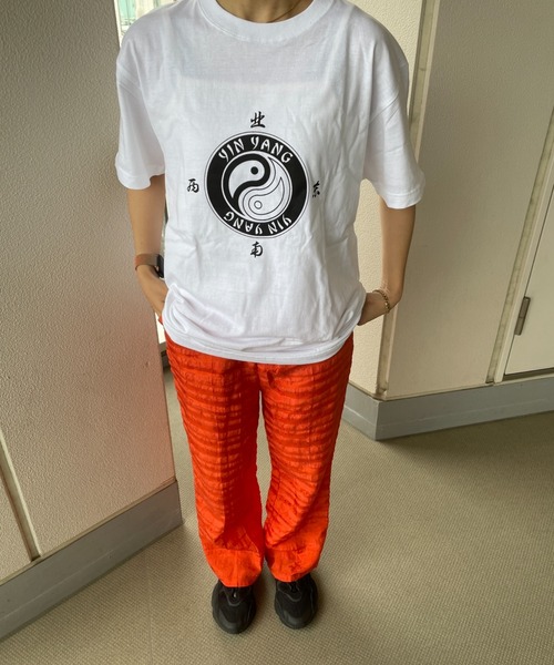 DuKKah（デュカ）の「Dukkah/【低身長向け】YINYANGビッグT（Tシャツ/カットソー・レディース・ホワイト/ライトピンク・LARGE）」の5枚目の写真