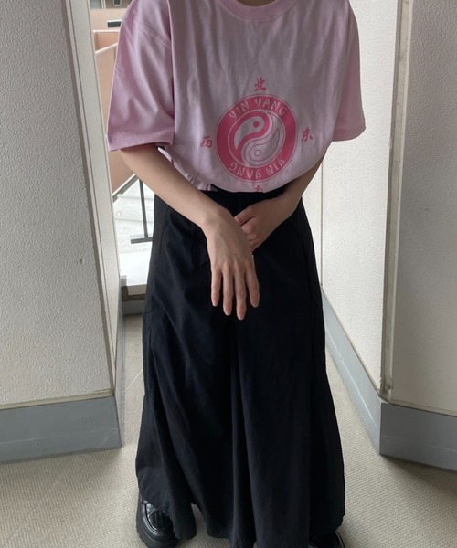 DuKKah（デュカ）の「Dukkah/【低身長向け】YINYANGビッグT（Tシャツ/カットソー・レディース・ホワイト/ライトピンク・LARGE）」の7枚目の写真