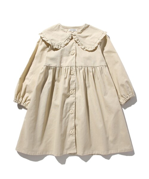SHOO・LA・RUE(シューラルー)の「【110-140cm】ビッグ衿ギャザー切替シャツワンピース(ワンピース・キッズ・ライトベージュ/ベージュ系その他2・11/12/13/14)」の2枚目の写真