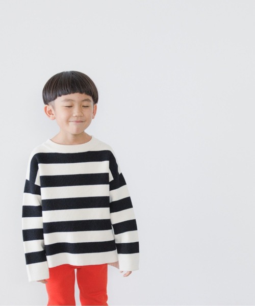 LOWRYS FARM（ローリーズファーム）の「ボーダーニットプルオーバー　357620（ニット/セーター・キッズ・グリーン/ブルー/ネイビー/ブラック/ブラック系その他・110cm/120cm/130cm/140cm/150cm）」の3枚目の写真