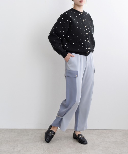 LHELBIE（レルビエ）の「ドットジャガードニットカーディガン（ニット/セーター・レディース・ブラック/ベージュ/グリーン・M）」の3枚目の写真